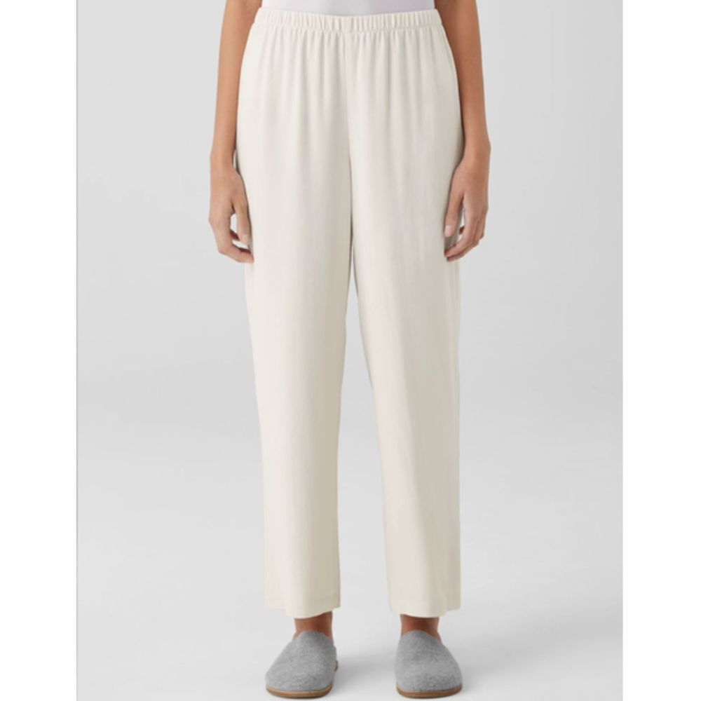 NEW Eileen Fisher 100% Silk Georgette Crepe Pants Bone White Womens Plus Size 3X